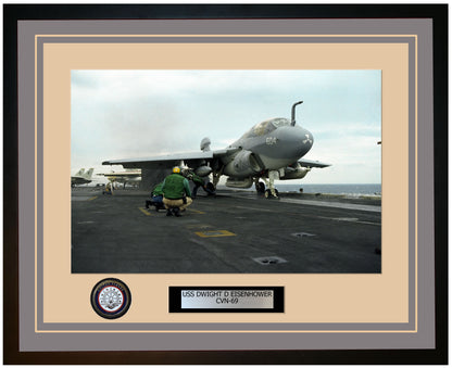 USS DWIGHT D EISENHOWER CVN-69 Framed Navy Ship Photo Grey