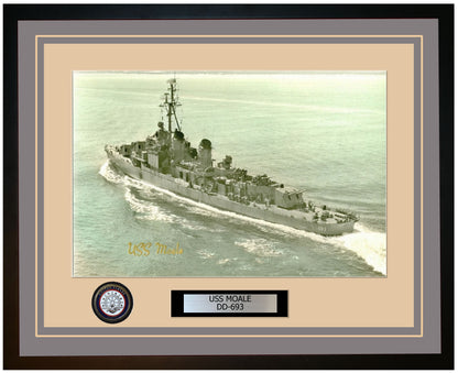 USS MOALE DD-693 Framed Navy Ship Photo Grey