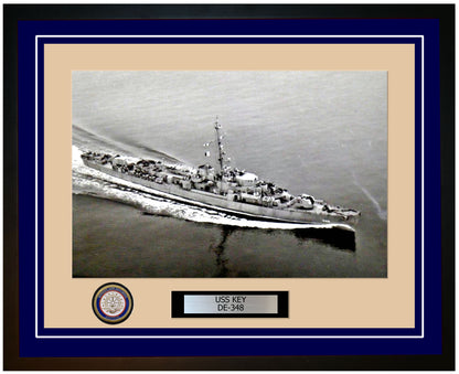 USS Key DE-348 Framed Navy Ship Photo Blue
