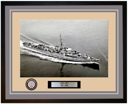 USS Key DE-348 Framed Navy Ship Photo Grey