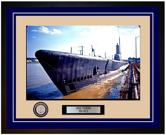USS Torsk SS-423 Framed Navy Ship Photo Blue