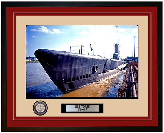 USS Torsk SS-423 Framed Navy Ship Photo Burgundy