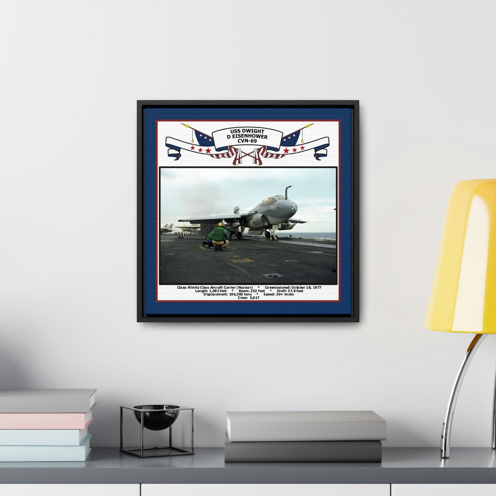 USS Dwight D Eisenhower CVN-69 Navy Floating Frame Photo Desk View