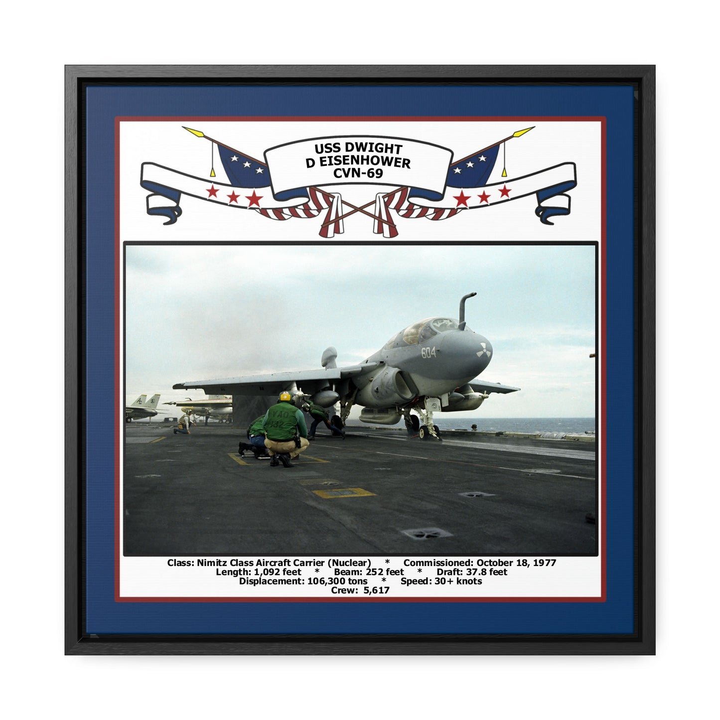 USS Dwight D Eisenhower CVN-69 Navy Floating Frame Photo Front View