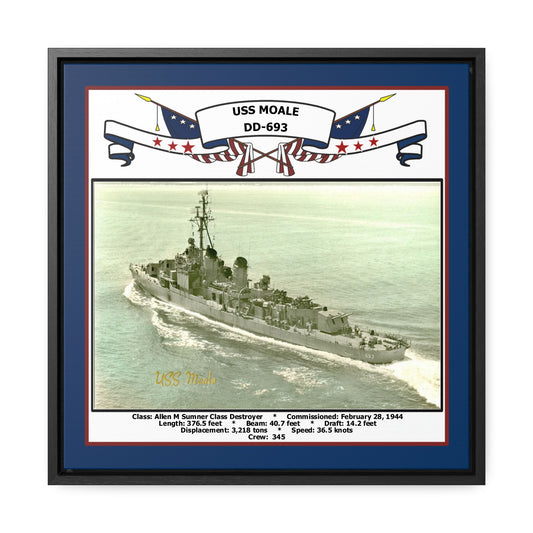 USS Moale DD-693 Navy Floating Frame Photo Front View