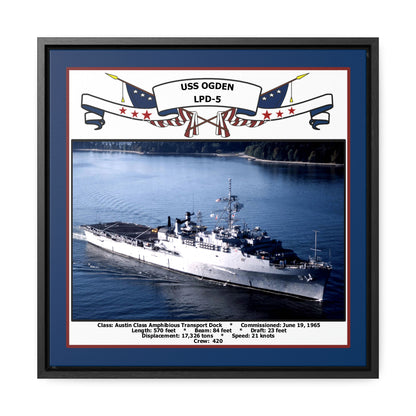 USS Ogden LPD-5 Navy Floating Frame Photo Front View