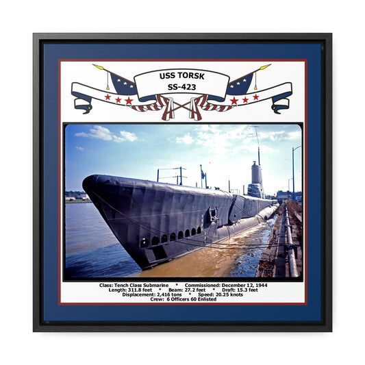 USS Torsk SS-423 Navy Floating Frame Photo Front View