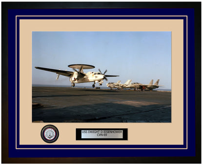 USS DWIGHT D EISENHOWER CVN-69 Framed Navy Ship Photo Blue