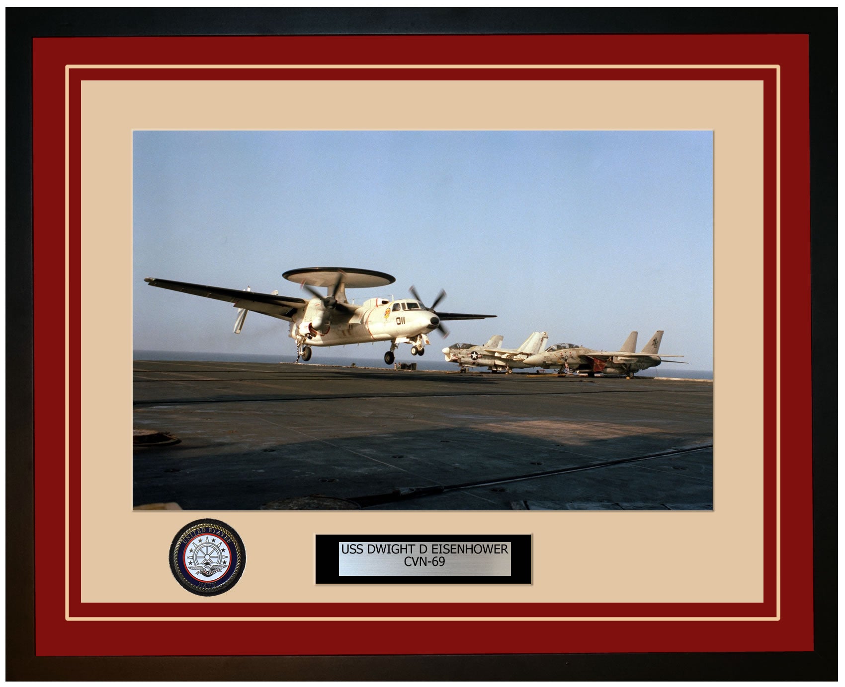 USS DWIGHT D EISENHOWER CVN-69 Framed Navy Ship Photo Burgundy
