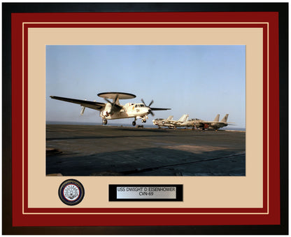 USS DWIGHT D EISENHOWER CVN-69 Framed Navy Ship Photo Burgundy