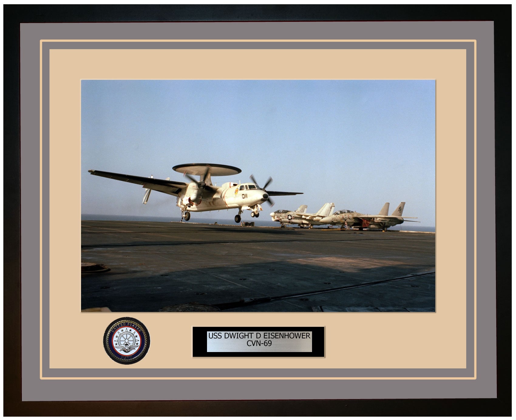 USS DWIGHT D EISENHOWER CVN-69 Framed Navy Ship Photo Grey