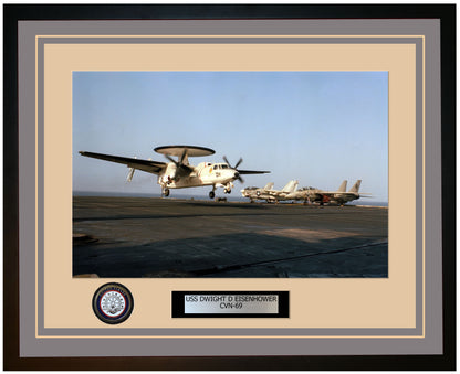 USS DWIGHT D EISENHOWER CVN-69 Framed Navy Ship Photo Grey