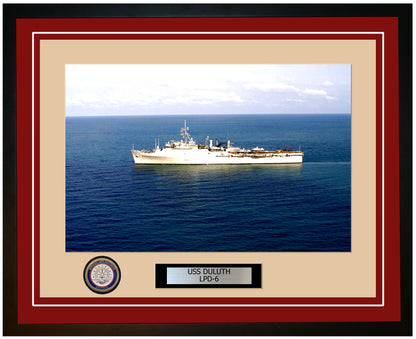 USS Duluth LPD-6 Framed Navy Ship Photo Burgundy