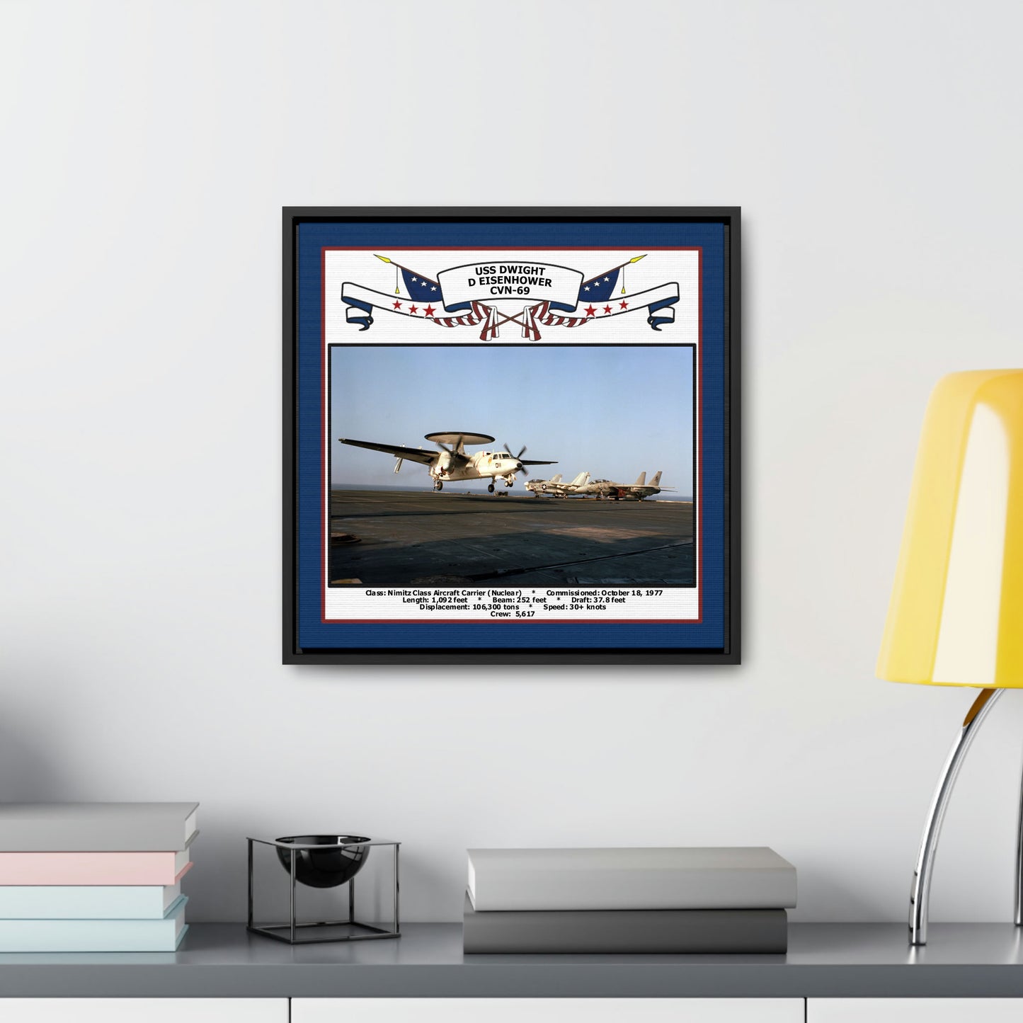 USS Dwight D Eisenhower CVN-69 Navy Floating Frame Photo Desk View