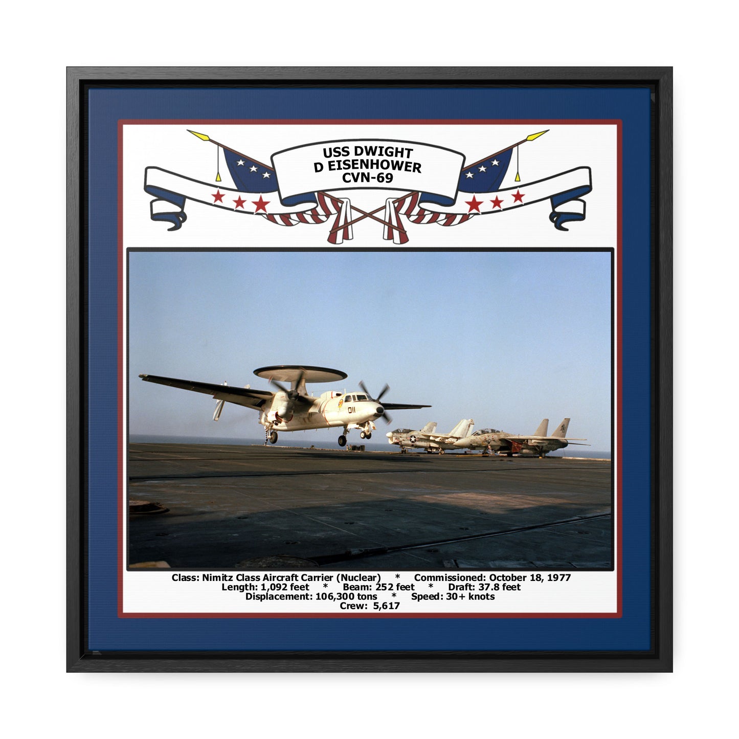 USS Dwight D Eisenhower CVN-69 Navy Floating Frame Photo Front View