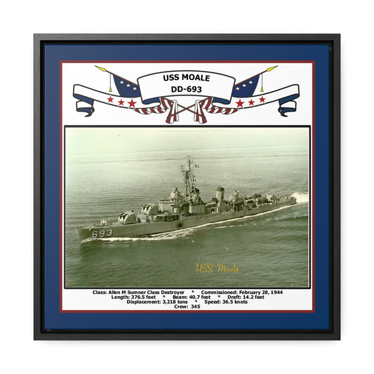 USS Moale DD-693 Navy Floating Frame Photo Front View
