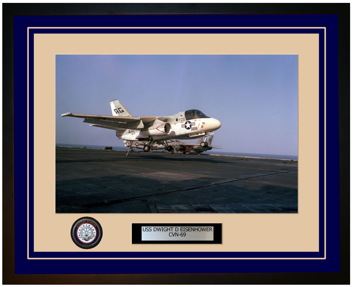 USS DWIGHT D EISENHOWER CVN-69 Framed Navy Ship Photo Blue