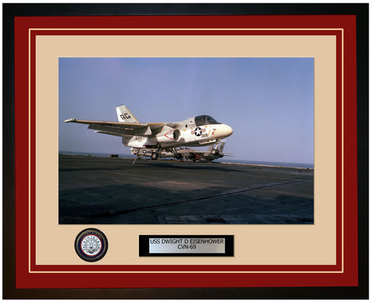 USS DWIGHT D EISENHOWER CVN-69 Framed Navy Ship Photo Burgundy