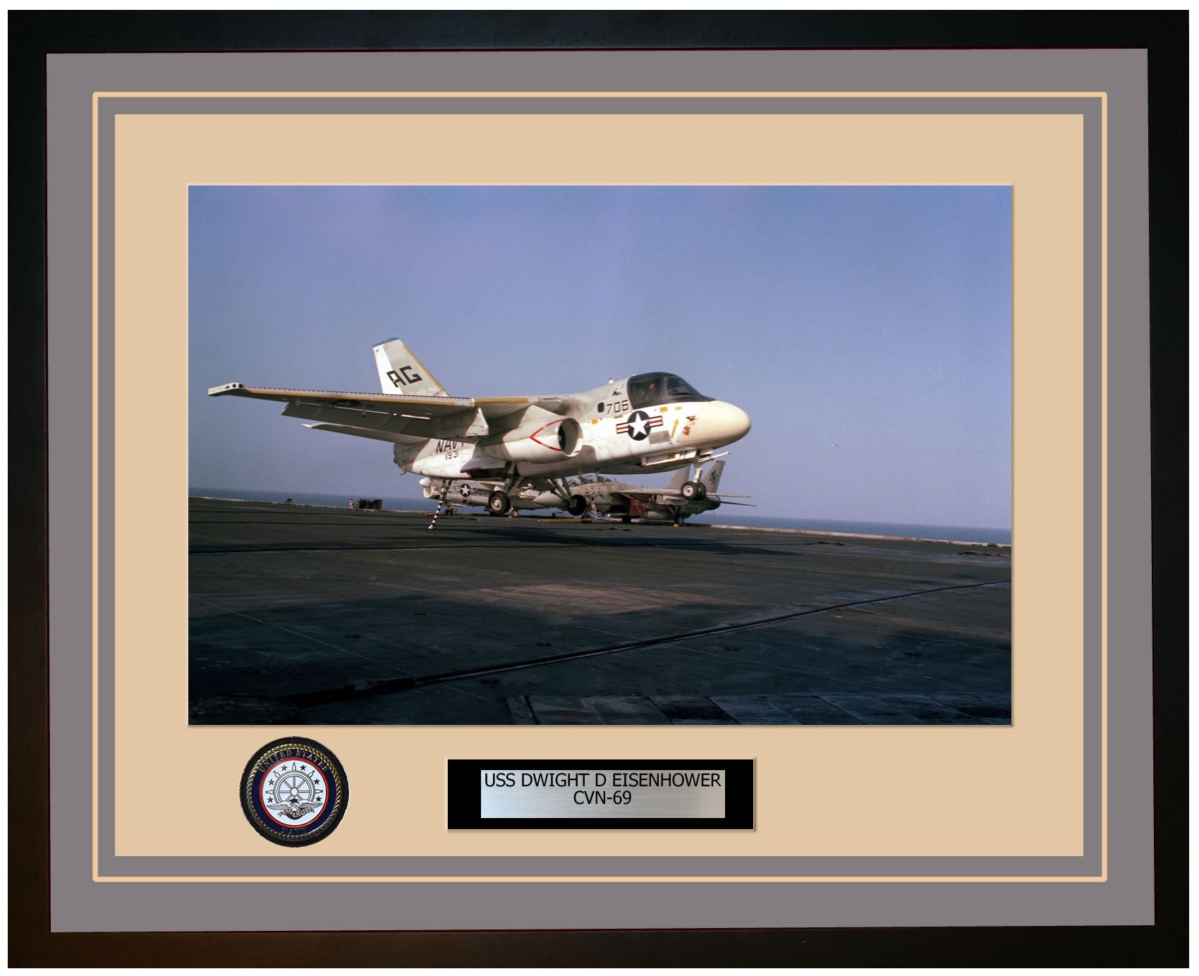 USS DWIGHT D EISENHOWER CVN-69 Framed Navy Ship Photo Grey