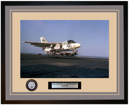 USS DWIGHT D EISENHOWER CVN-69 Framed Navy Ship Photo Grey