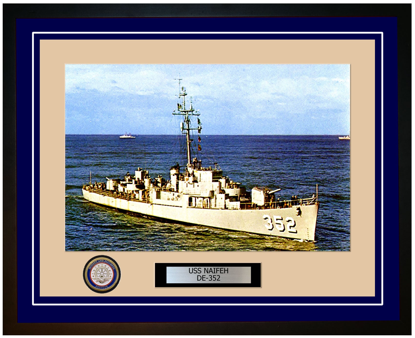 USS Naifeh DE-352 Framed Navy Ship Photo Blue