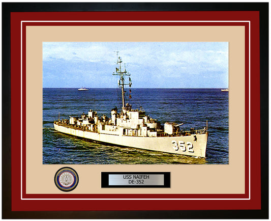 USS Naifeh DE-352 Framed Navy Ship Photo Burgundy