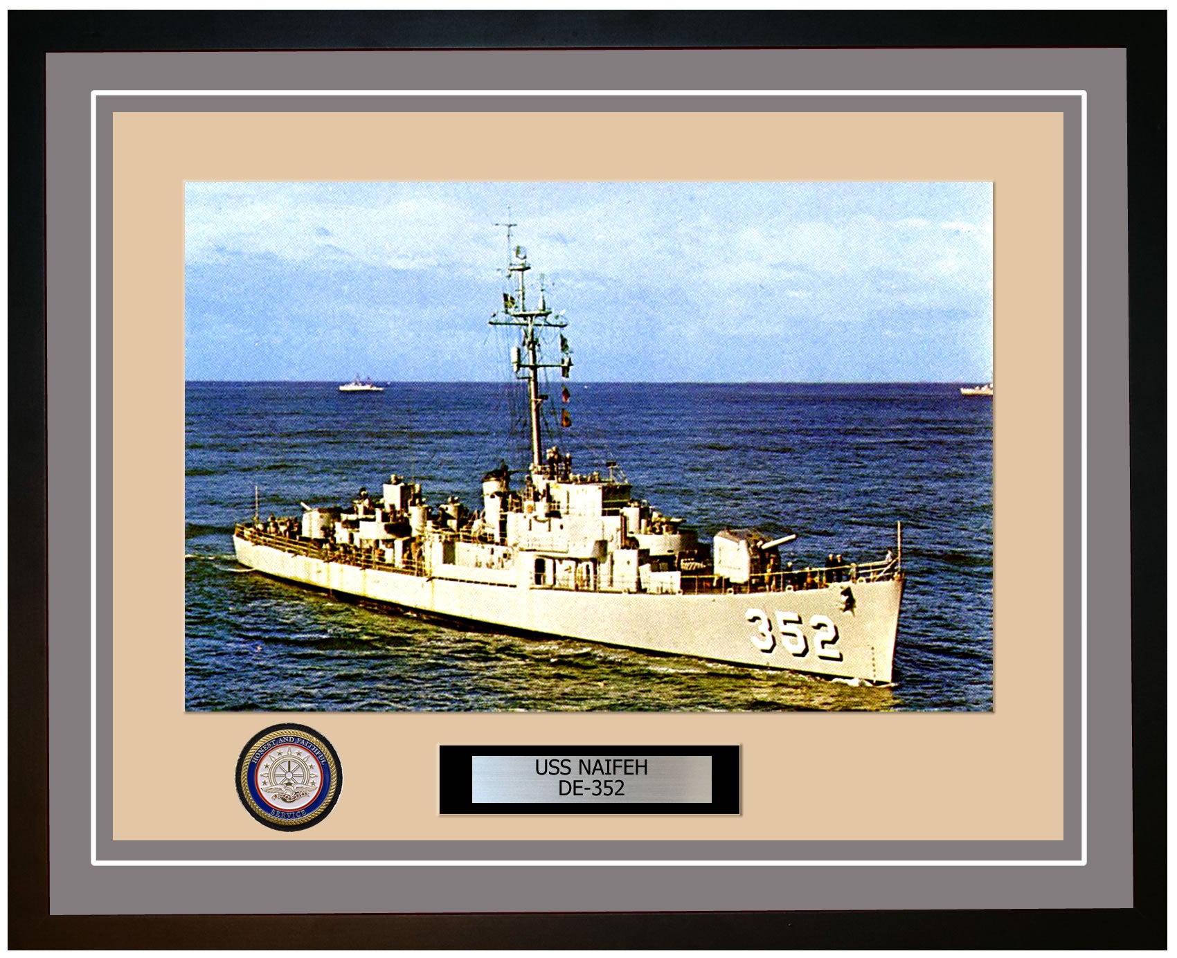USS Naifeh DE-352 Framed Navy Ship Photo Grey