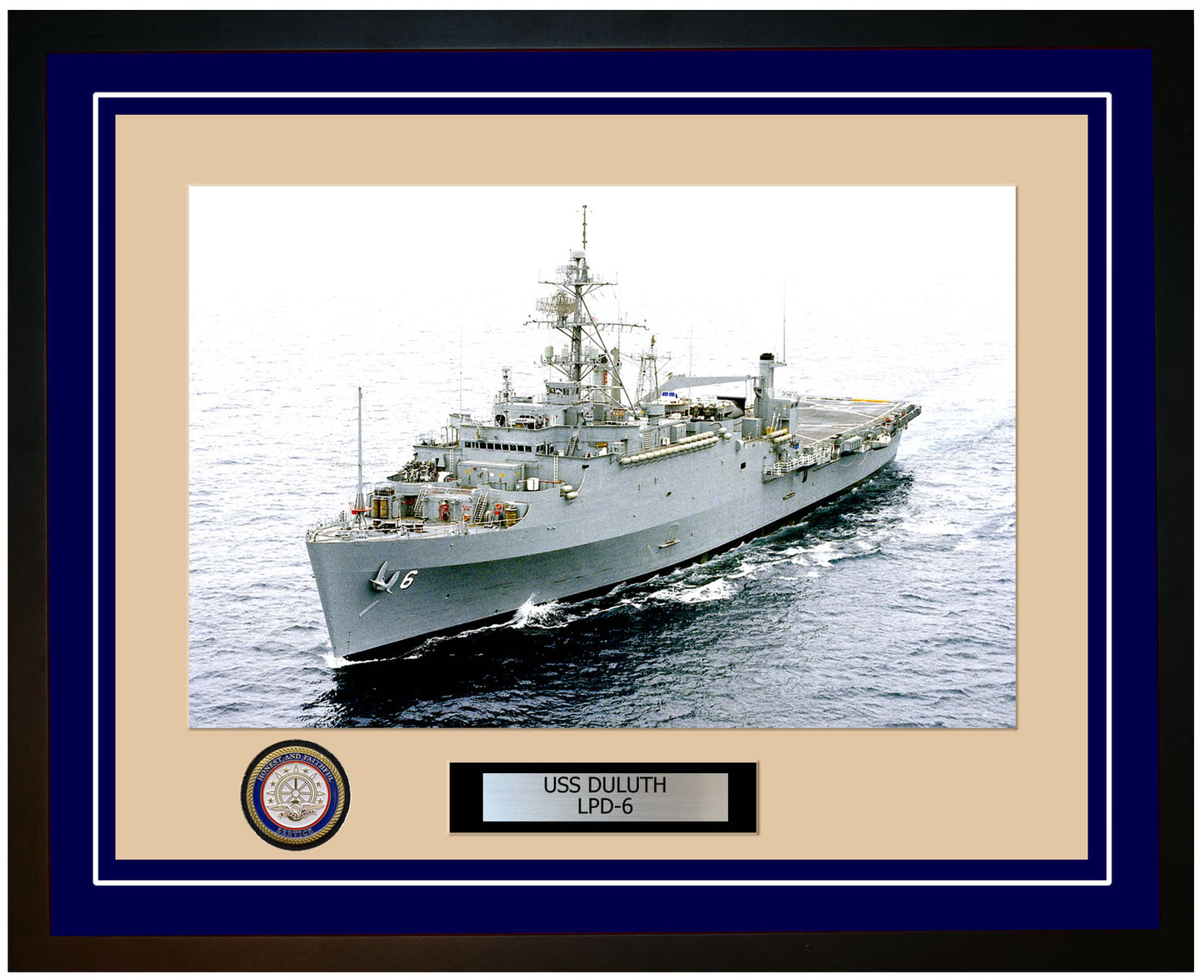 USS Duluth LPD-6 Framed Navy Ship Photo Blue