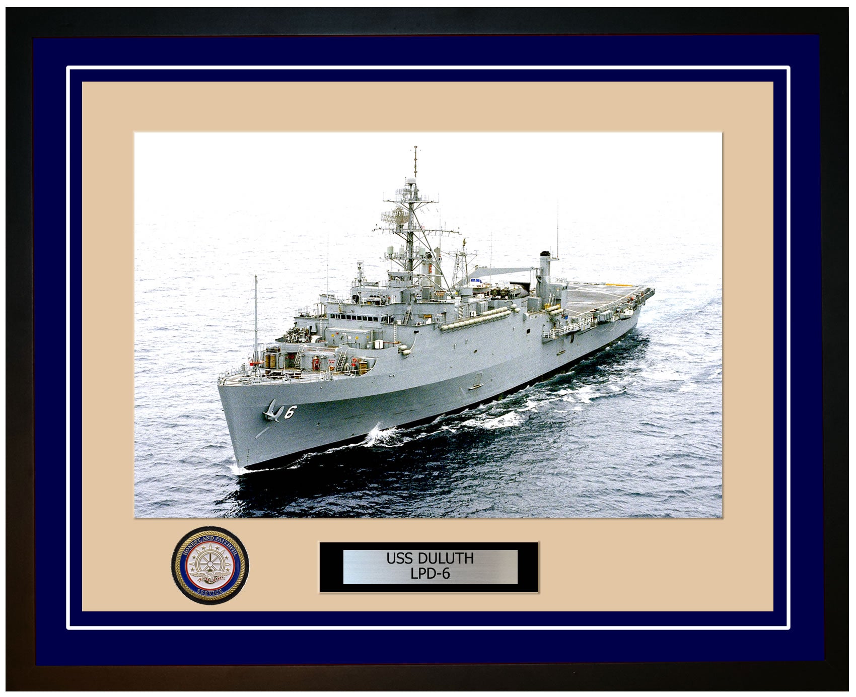 USS Duluth LPD-6 Framed Navy Ship Photo Blue