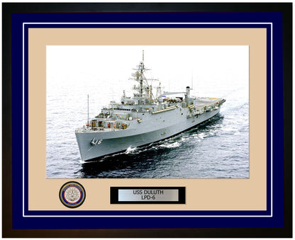 USS Duluth LPD-6 Framed Navy Ship Photo Blue