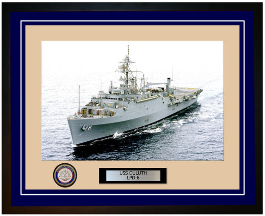 USS Duluth LPD-6 Framed Navy Ship Photo Blue