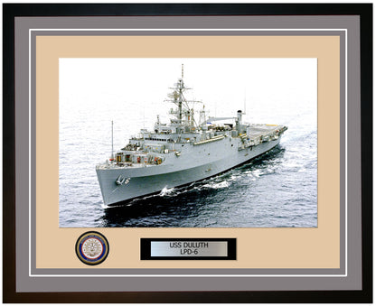 USS Duluth LPD-6 Framed Navy Ship Photo Grey