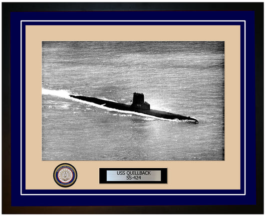 USS Quillback SS-424 Framed Navy Ship Photo Blue