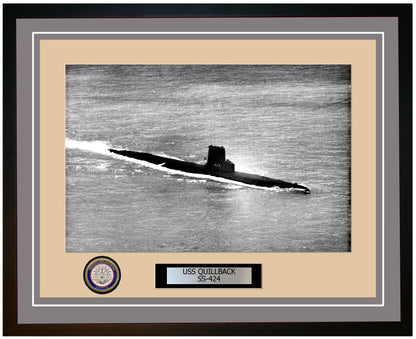 USS Quillback SS-424 Framed Navy Ship Photo Grey