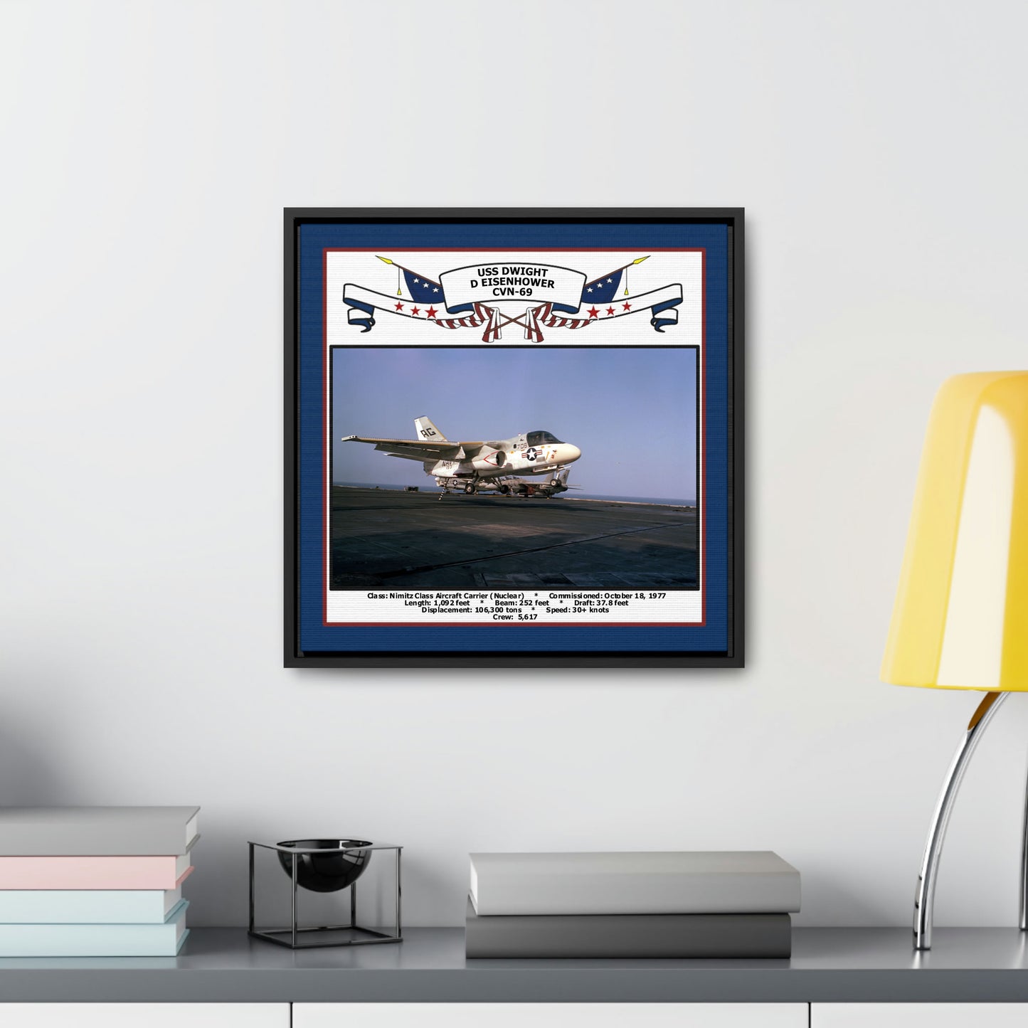 USS Dwight D Eisenhower CVN-69 Navy Floating Frame Photo Desk View