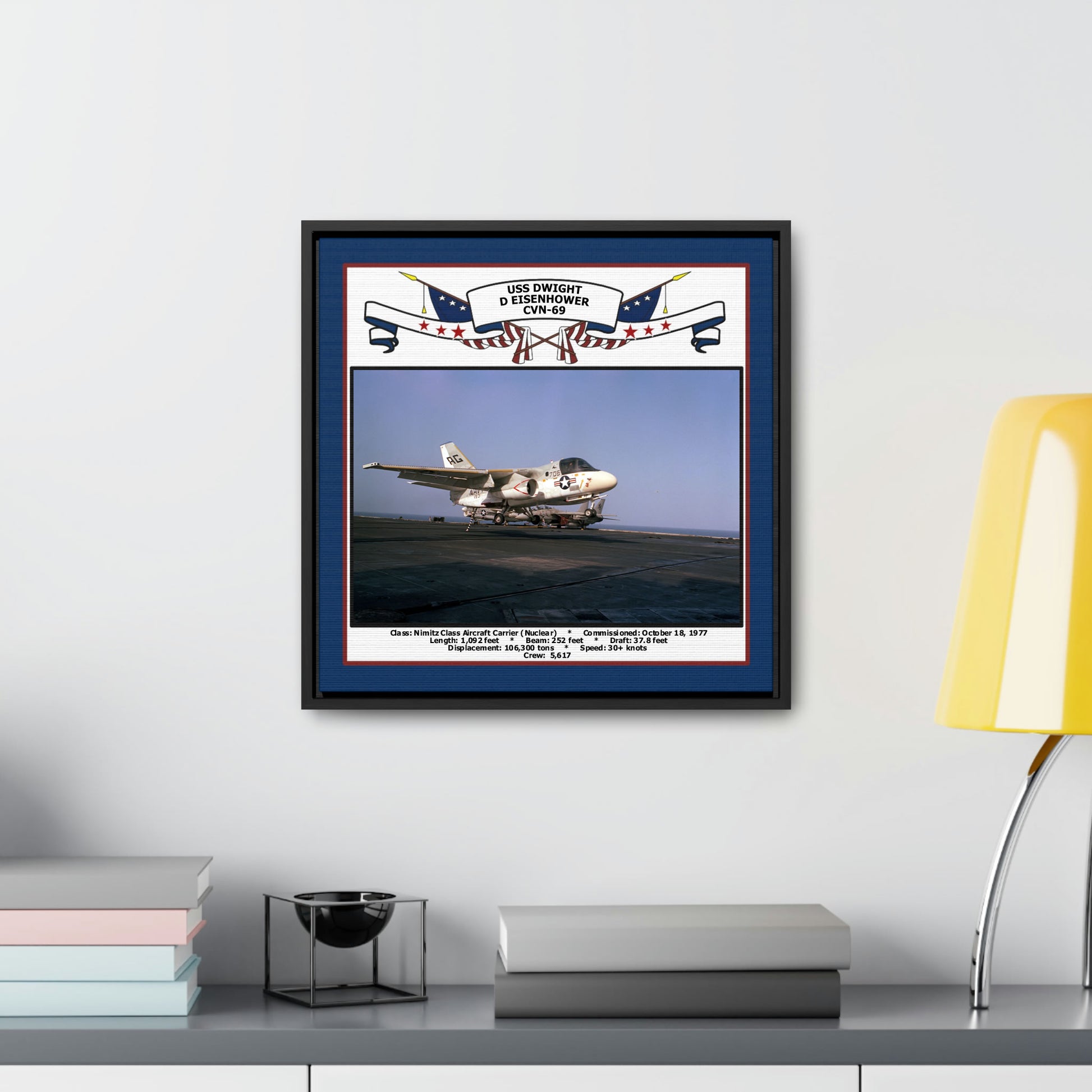 USS Dwight D Eisenhower CVN-69 Navy Floating Frame Photo Desk View