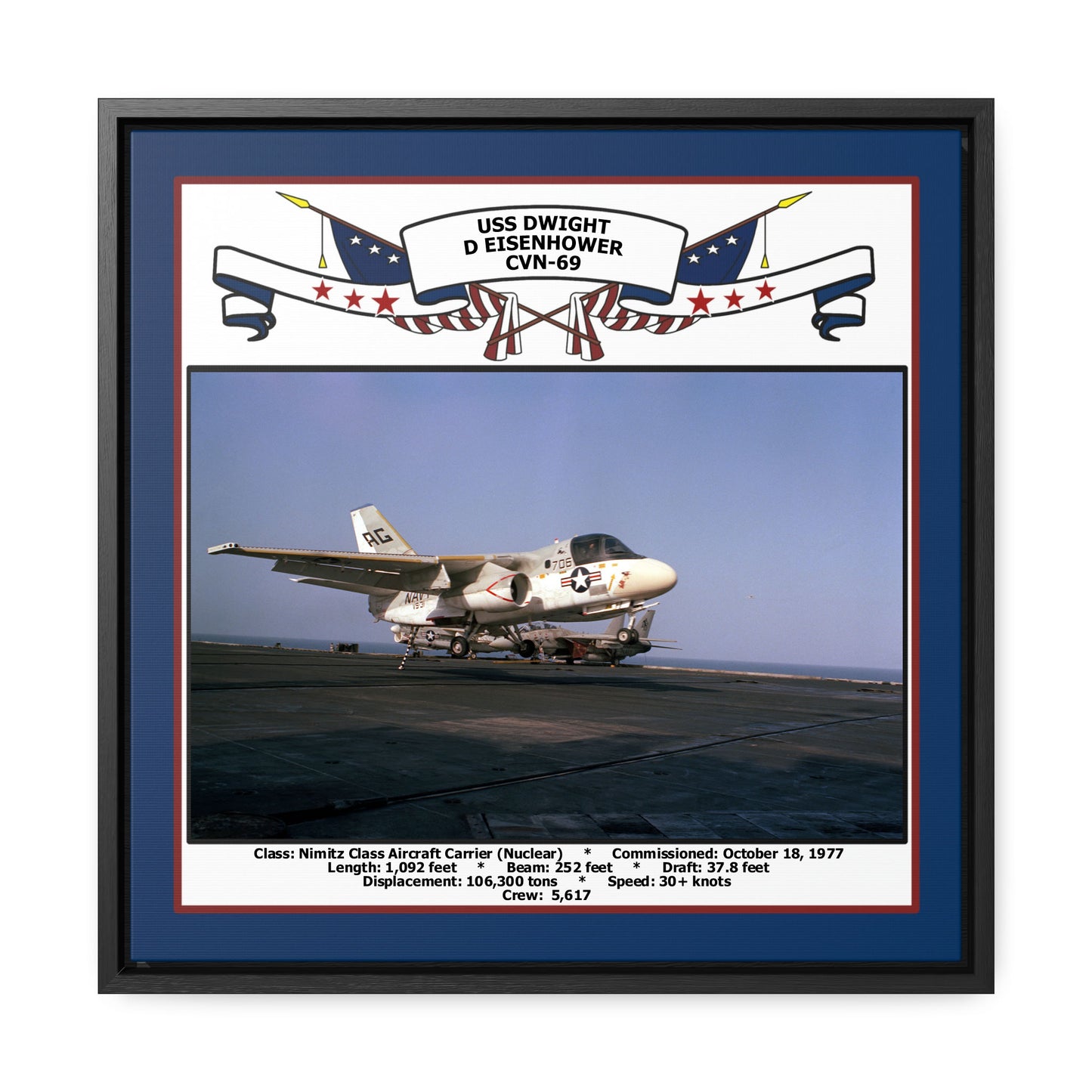 USS Dwight D Eisenhower CVN-69 Navy Floating Frame Photo Front View