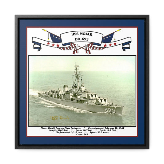 USS Moale DD-693 Navy Floating Frame Photo Front View