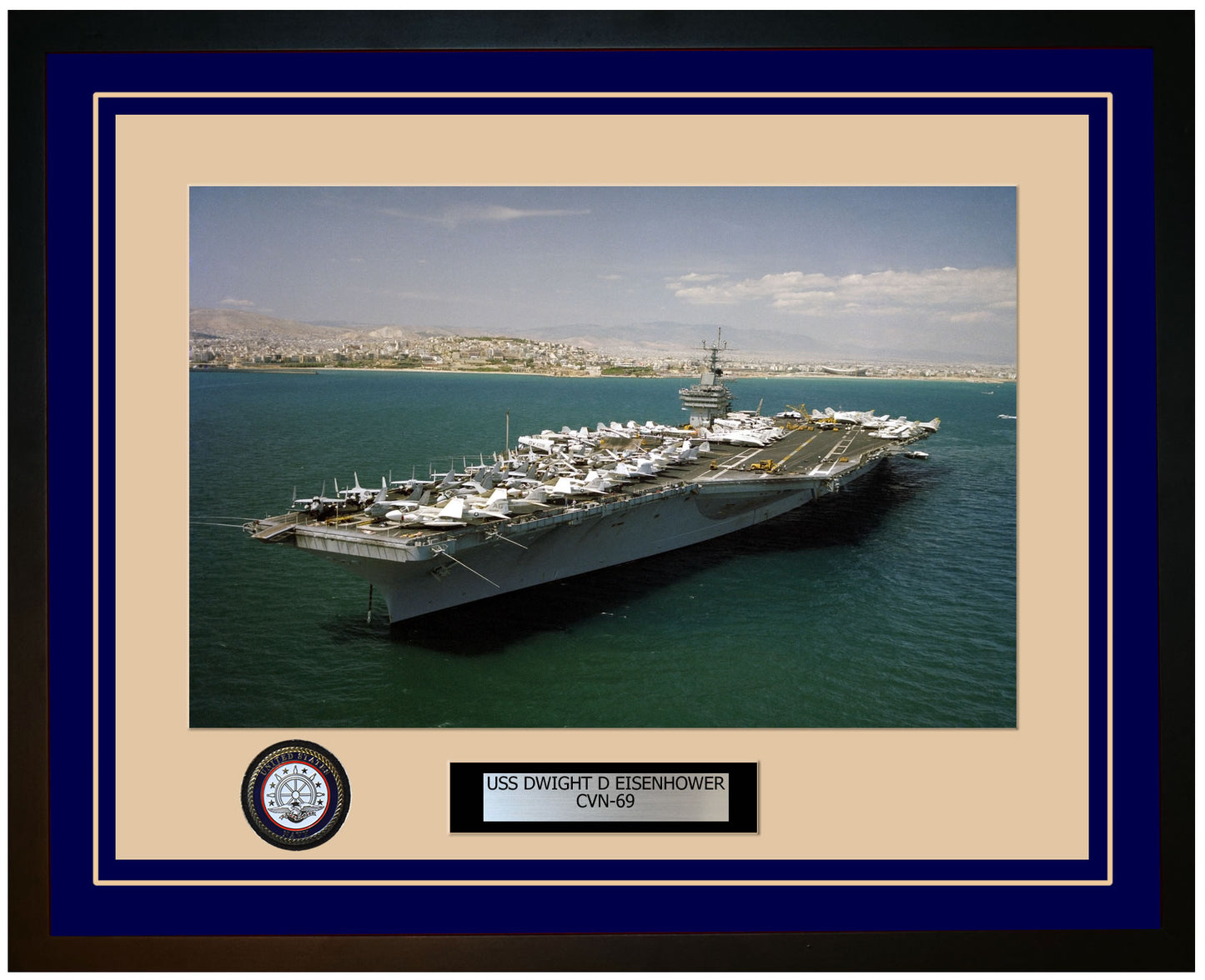 USS DWIGHT D EISENHOWER CVN-69 Framed Navy Ship Photo Blue