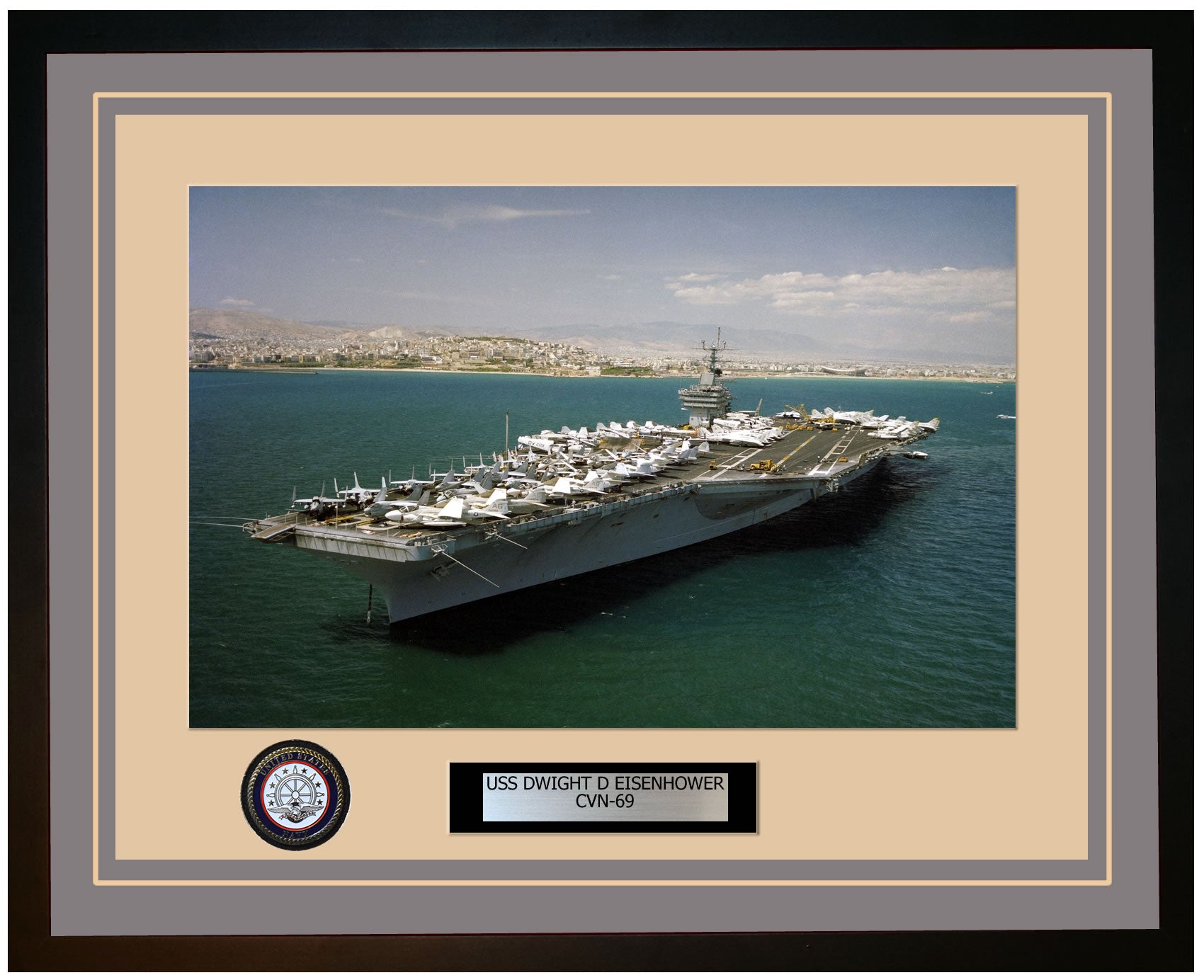 USS DWIGHT D EISENHOWER CVN-69 Framed Navy Ship Photo Grey