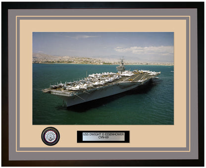 USS DWIGHT D EISENHOWER CVN-69 Framed Navy Ship Photo Grey