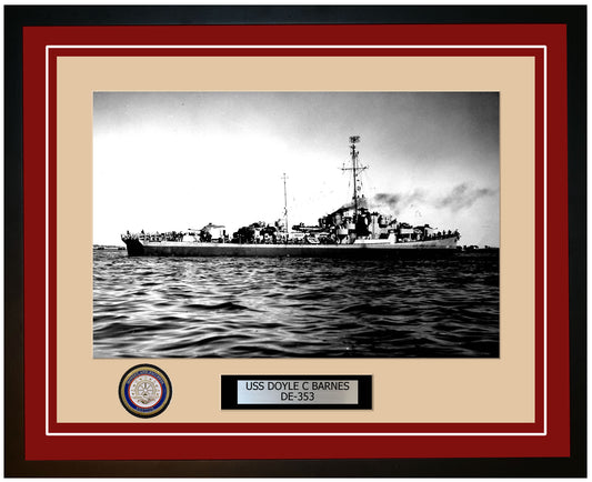 USS Doyle C Barnes DE-353 Framed Navy Ship Photo Burgundy