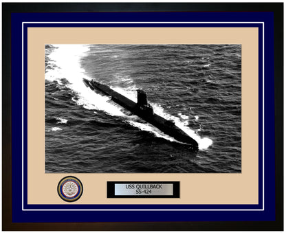 USS Quillback SS-424 Framed Navy Ship Photo Blue