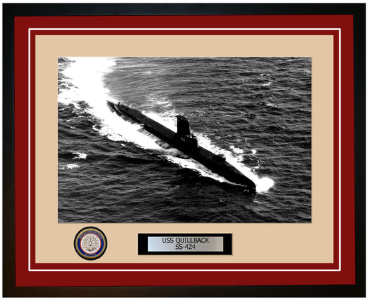 USS Quillback SS-424 Framed Navy Ship Photo Burgundy