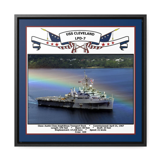 USS Cleveland LPD-7 Navy Floating Frame Photo Front View
