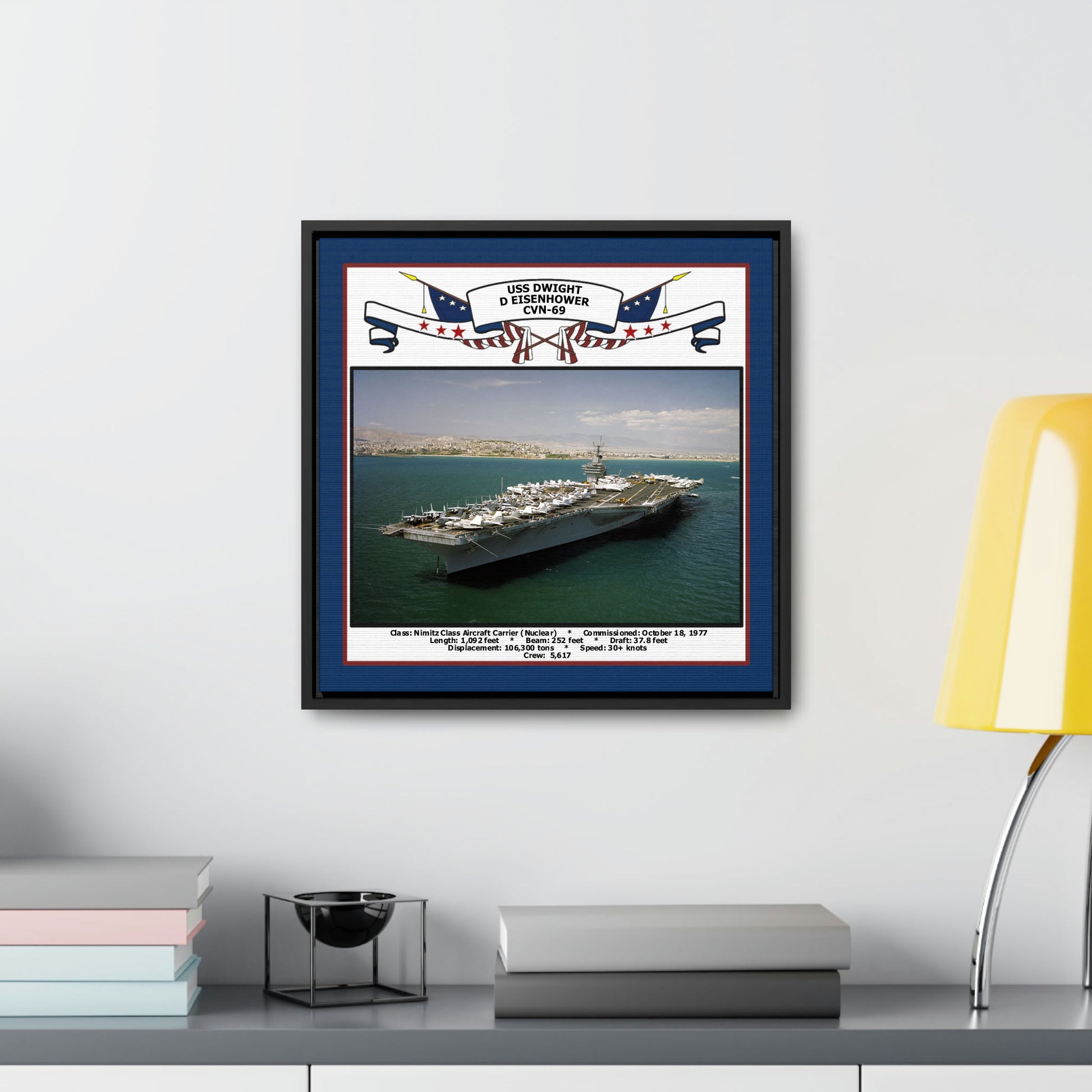 USS Dwight D Eisenhower CVN-69 Navy Floating Frame Photo Desk View