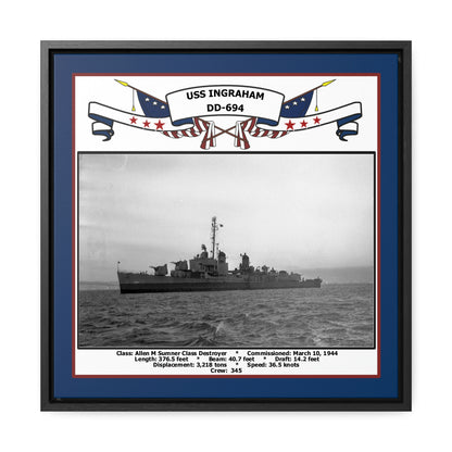 USS Ingraham DD-694 Navy Floating Frame Photo Front View