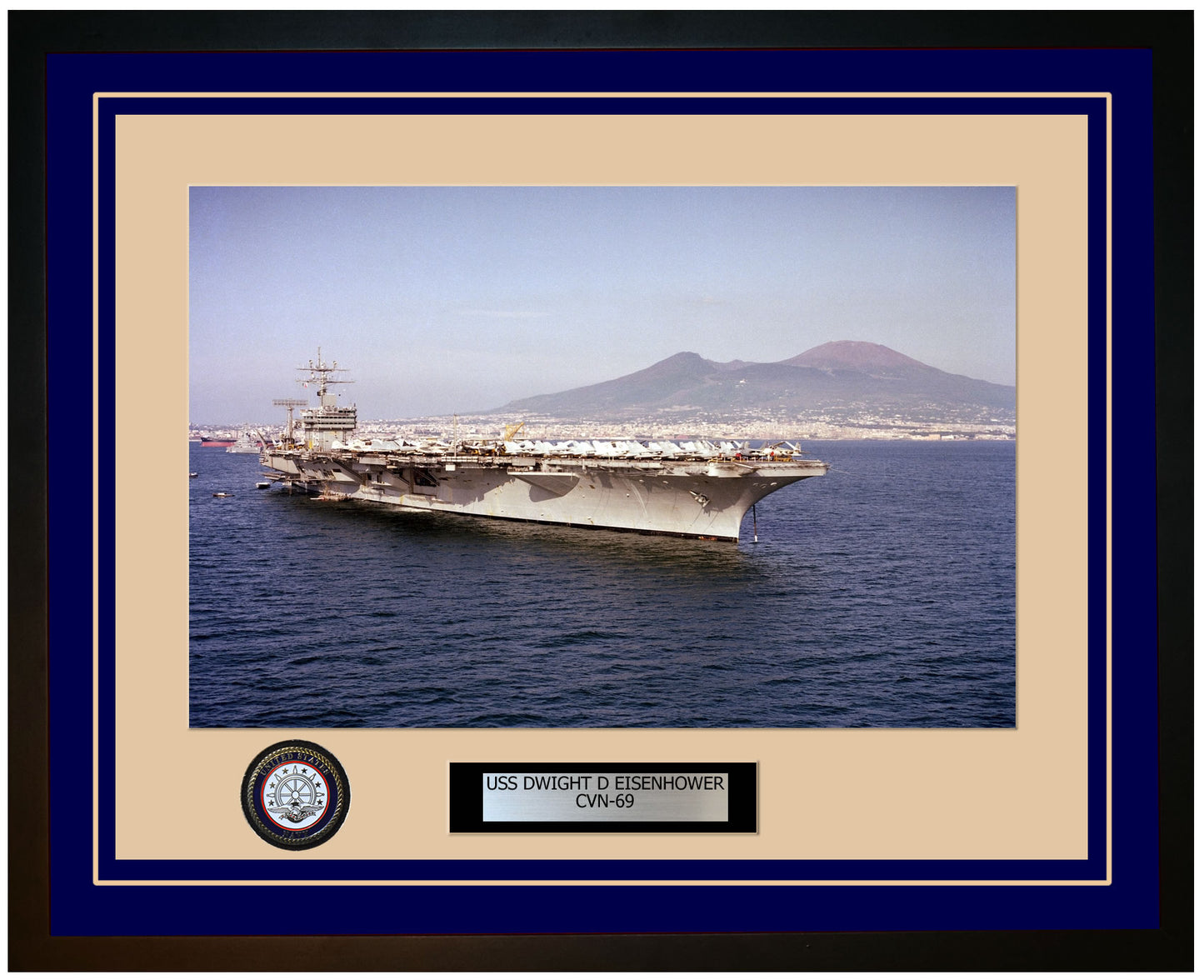 USS DWIGHT D EISENHOWER CVN-69 Framed Navy Ship Photo Blue