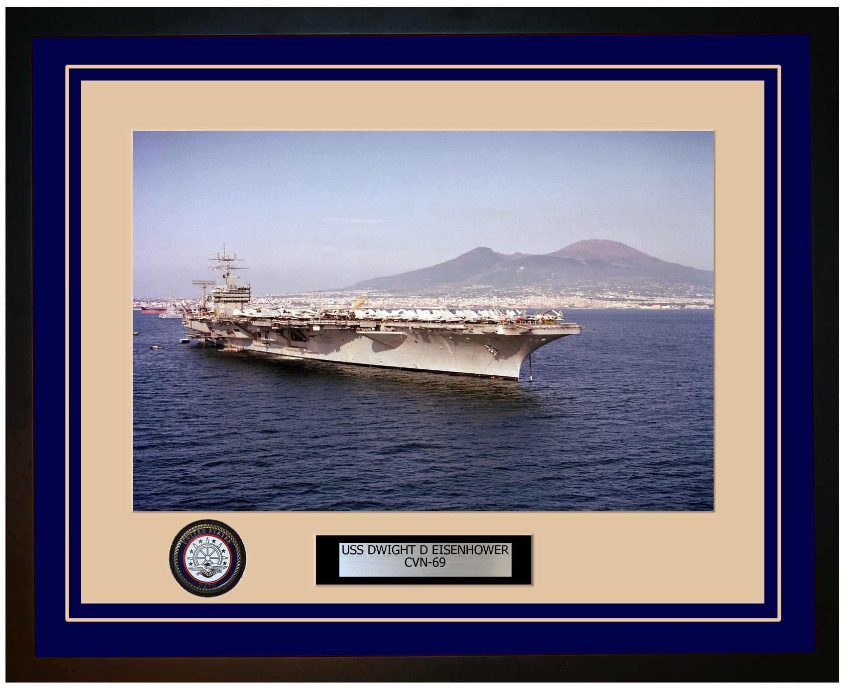 USS DWIGHT D EISENHOWER CVN-69 Framed Navy Ship Photo Blue