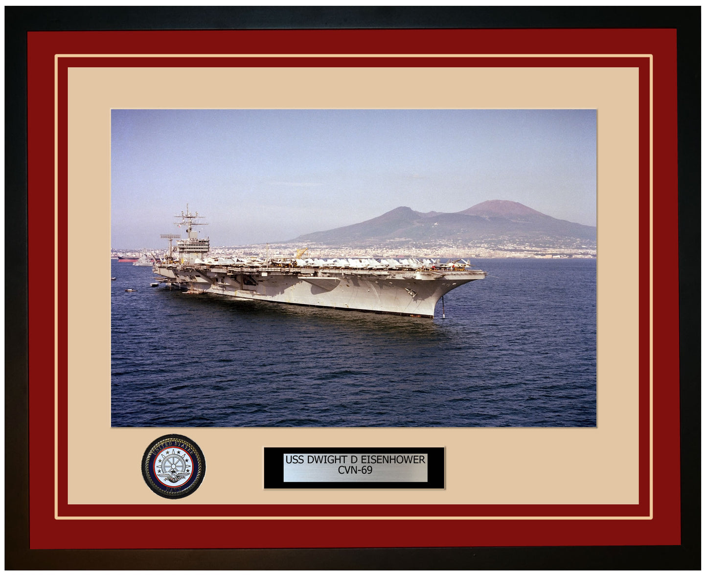 USS DWIGHT D EISENHOWER CVN-69 Framed Navy Ship Photo Burgundy